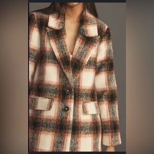 Anthropologie Brushed Plaid Blazer New